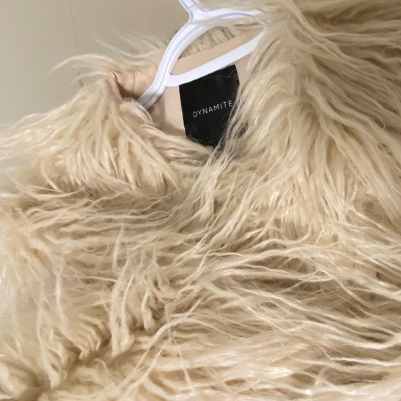 Dynamite Shaggy Faux Fur Jacket Cream Glam Layer - Picture 7 of 8